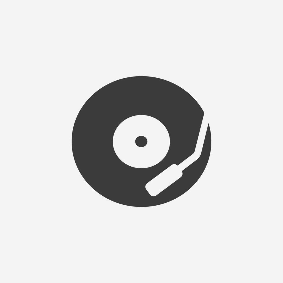 vinyle icône vecteur isolé. rétro, musique, vinyle record plaque tournante symbole signe