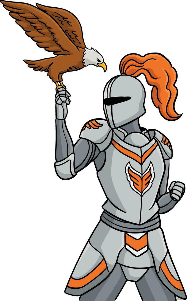 Chevalier avec un Aigle dessin animé coloré clipart vecteur