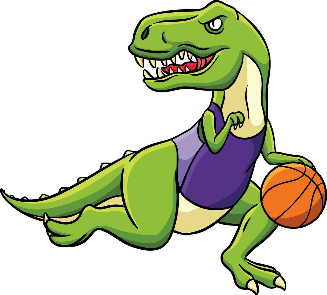 basketball t Rex dessin animé coloré clipart vecteur