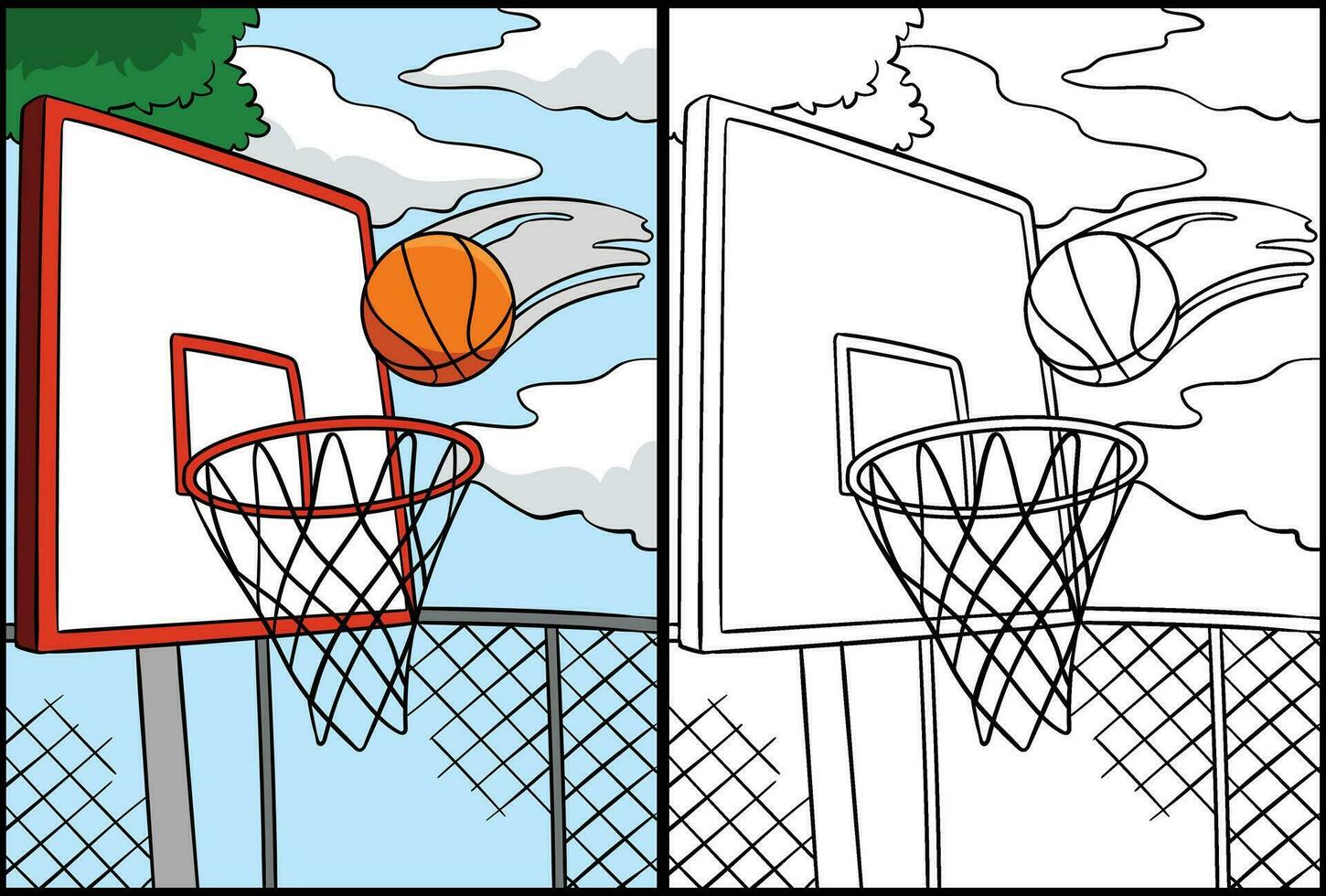 basketball cerceau et Balle coloration illustration vecteur