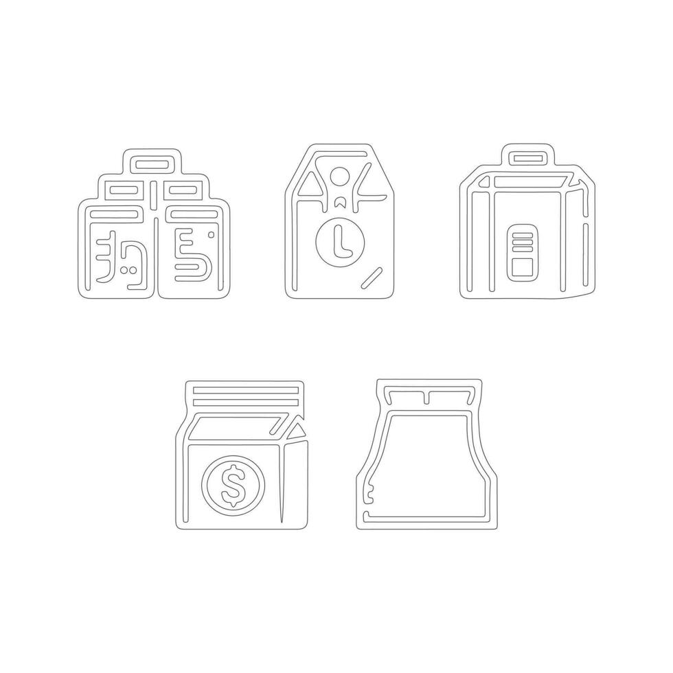 les types de emballage ensemble de vecteur ligne mince Icônes
