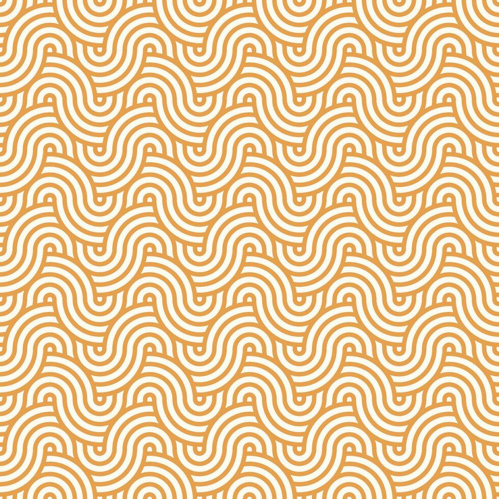 Orange sans couture abstrait géométrique Japonais cercles lignes et vagues modèle vecteur