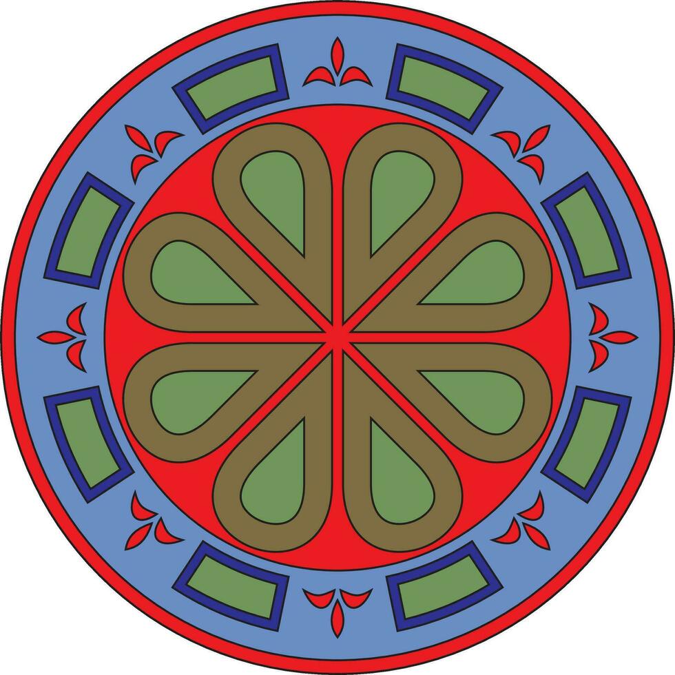 vecteur coloré rond ancien byzantin ornement. classique cercle de le est romain Empire, Grèce. modèle motifs de constantinople