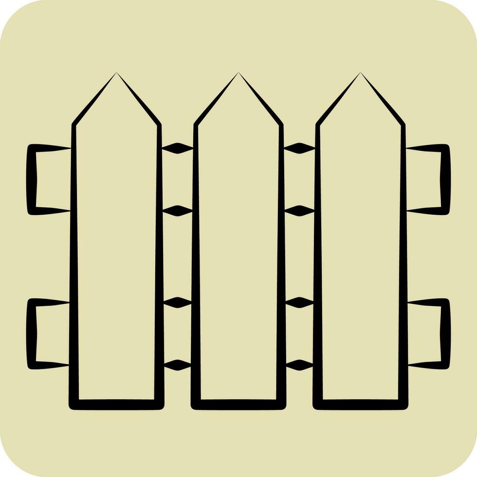 icône clôture. en relation à charpenterie symbole. main tiré style. Facile conception modifiable. Facile illustration vecteur