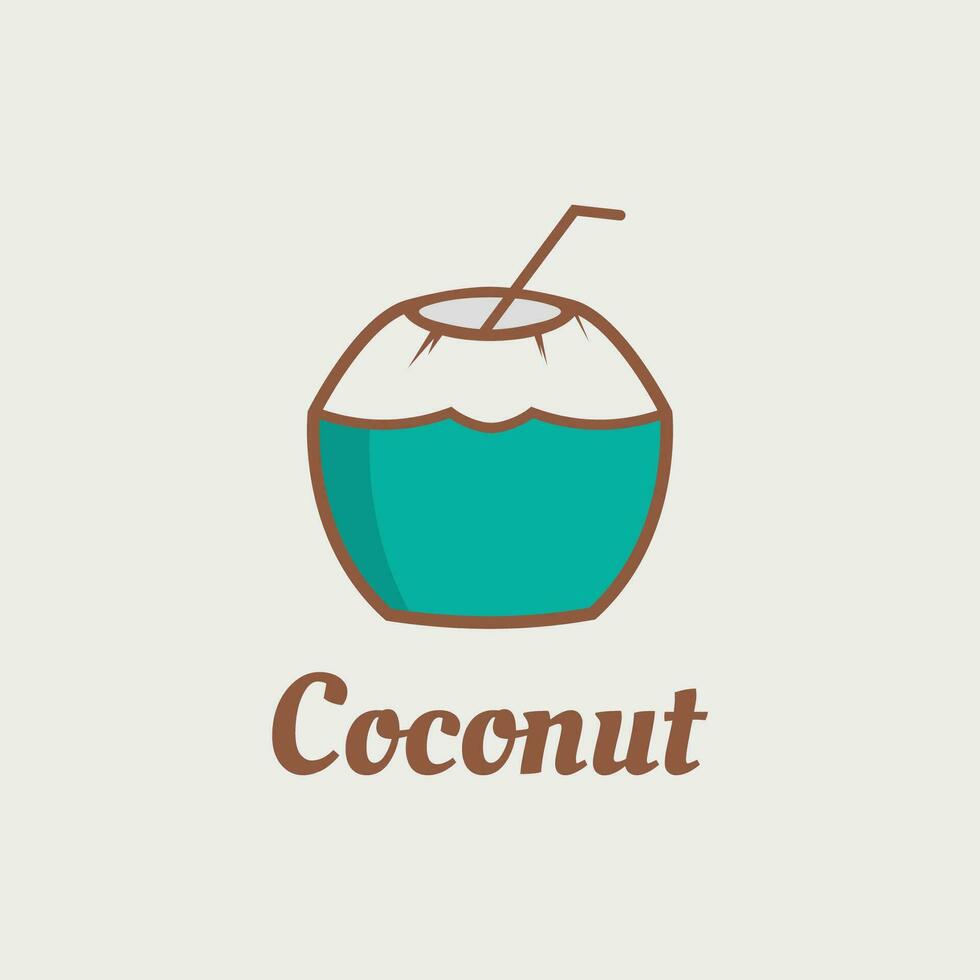 Naturel Jeune noix de coco plat conception logo modèle. vecteur