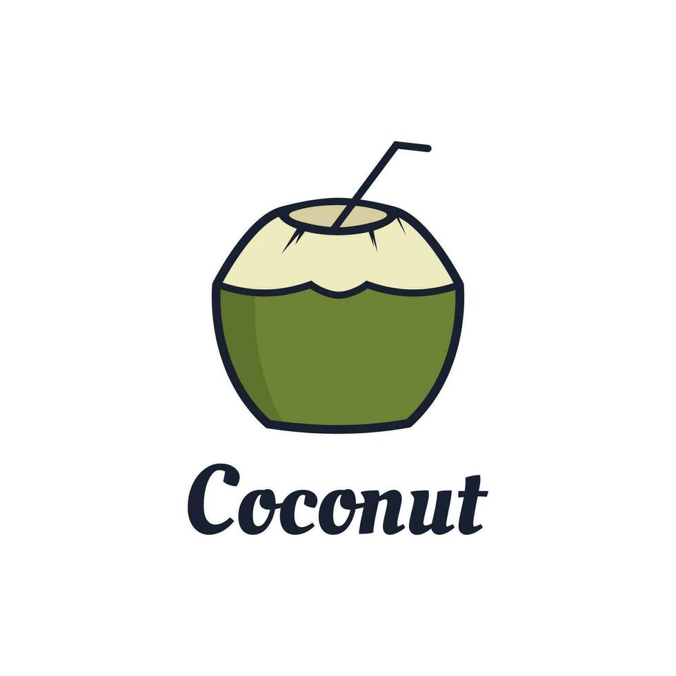 Naturel Jeune noix de coco plat conception logo modèle. vecteur