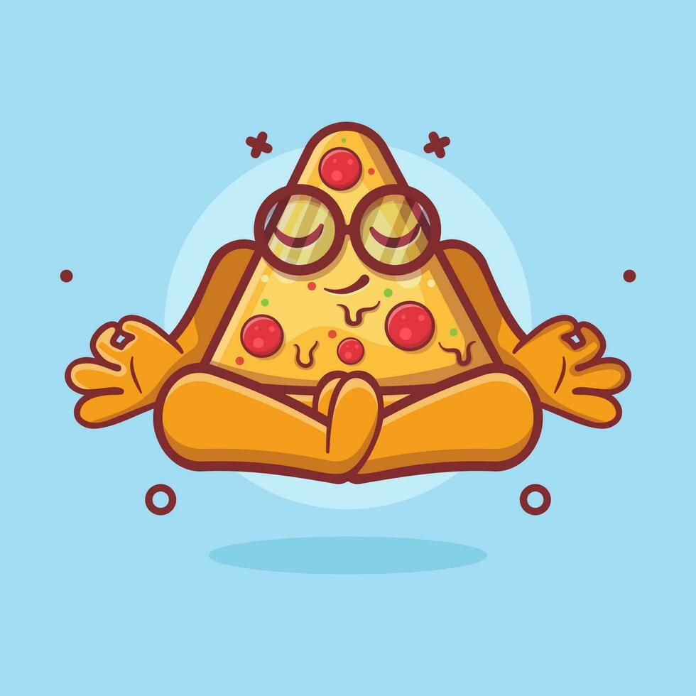 calme Pizza personnage mascotte avec yoga méditation pose isolé dessin animé dans plat style conception vecteur