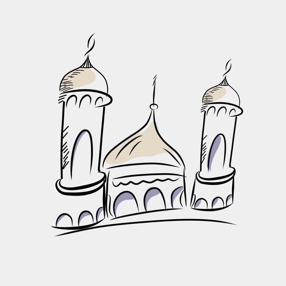 vecteur dessiné à la main de la mosquée simple