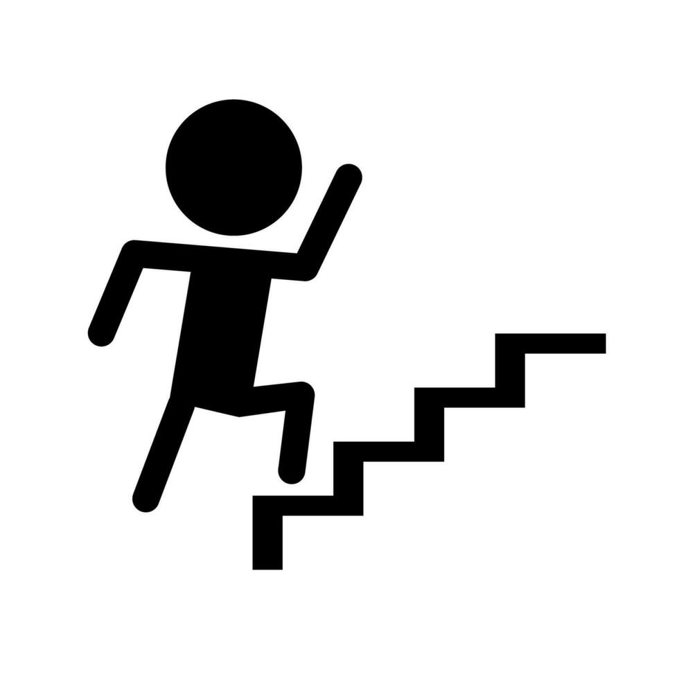 gens se dépêcher en haut le escaliers silhouette icône. vecteur. vecteur