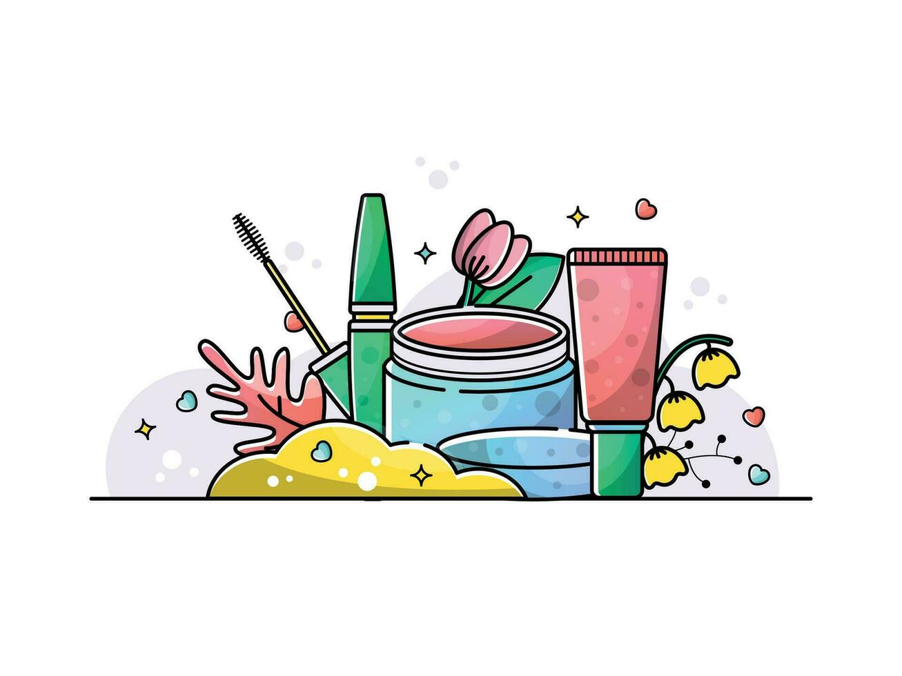 faire en haut et produits de beauté vecteur direct illustration