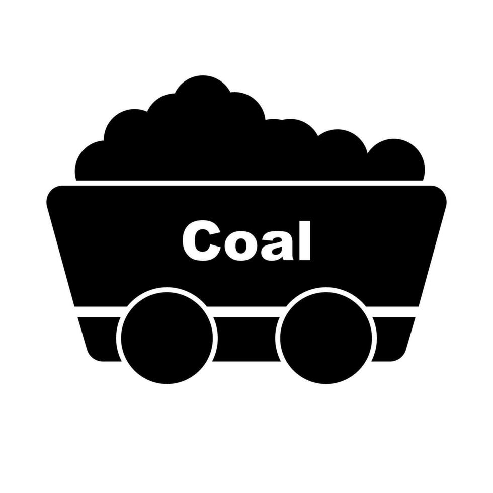 charbon mien chariot silhouette icône. charbon exploitation minière. vecteur. vecteur