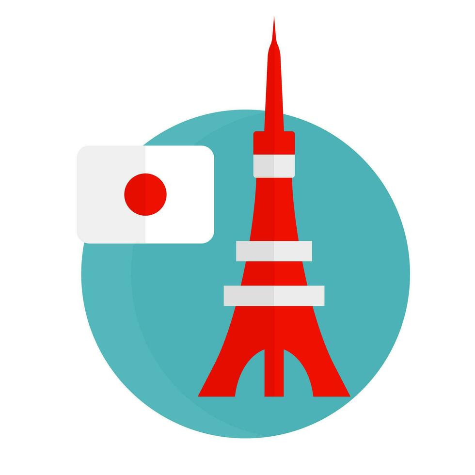 moderne Japonais drapeau et tokyo la tour icône. vecteur. vecteur