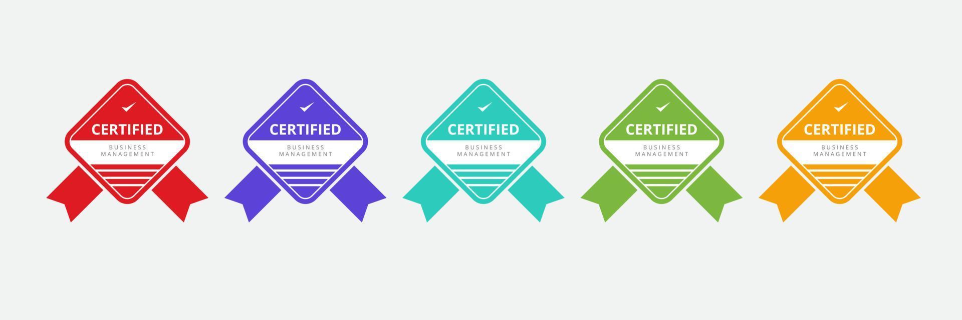 badge certifié pour le modèle de conception d'entreprise vecteur