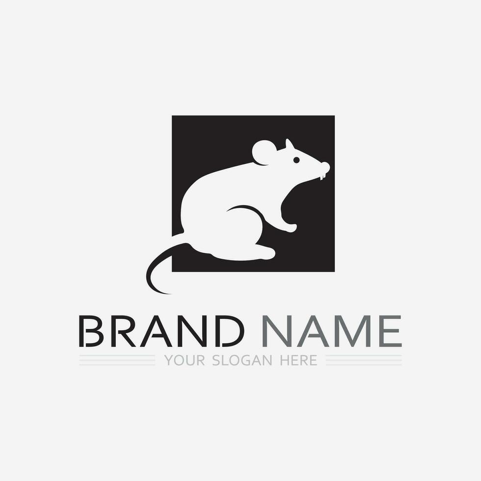 Souris logo et animal vecteur conception illustration