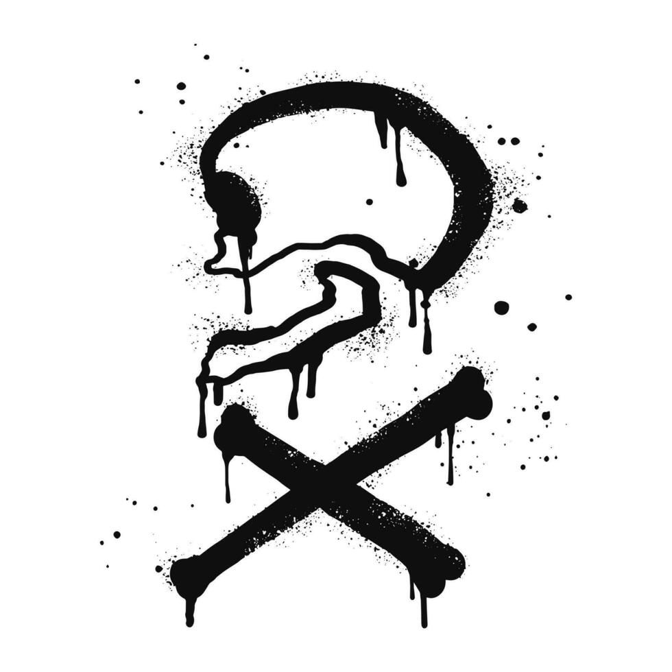 vaporisateur peint graffiti crâne dans noir plus de blanche. crâne tête symbole. isolé sur blanc Contexte. vecteur illustration