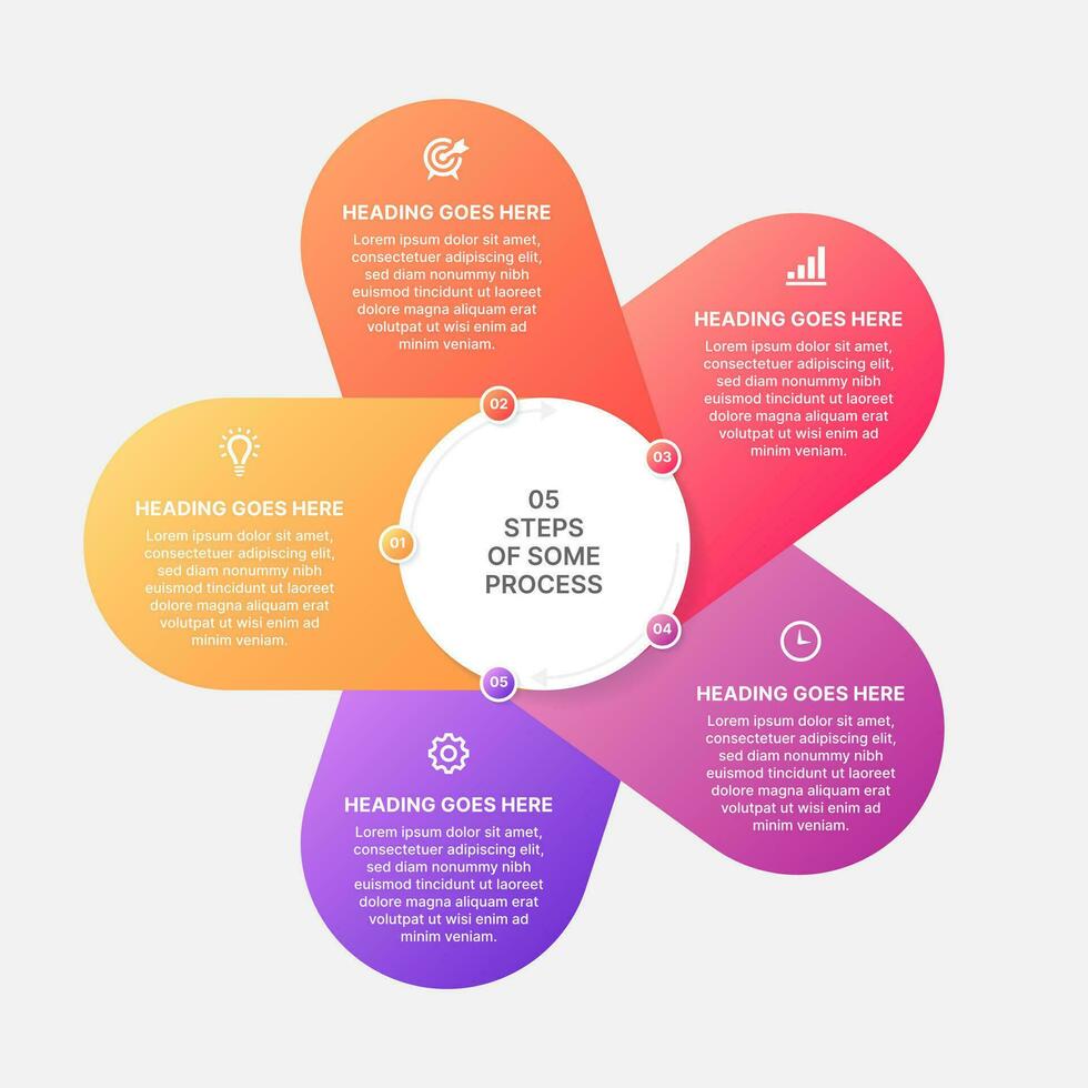 moderne processus cycle rond infographie conception modèle avec 5 étapes vecteur