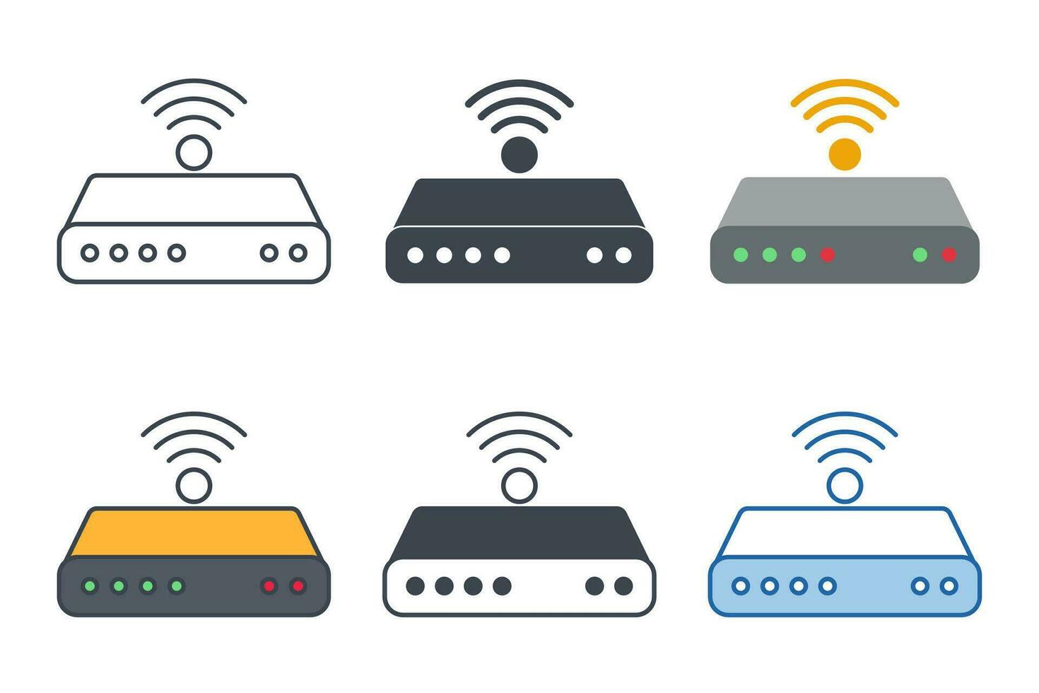 Wifi routeur icône collection avec différent modes. routeur icône symbole vecteur illustration isolé sur blanc Contexte