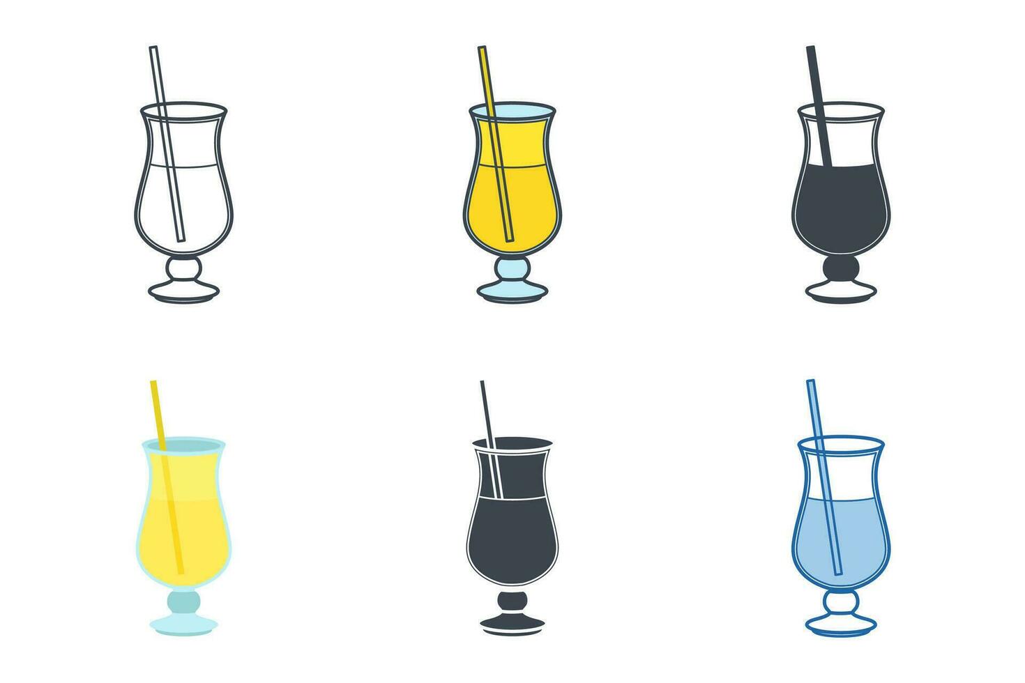 limonade verre icône collection avec différent modes. limonade dans une verre icône symbole vecteur illustration isolé sur blanc Contexte