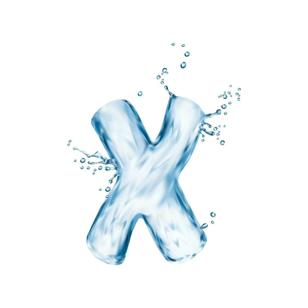 réaliste l'eau Police de caractère, lettre X avec fluide ondulations vecteur