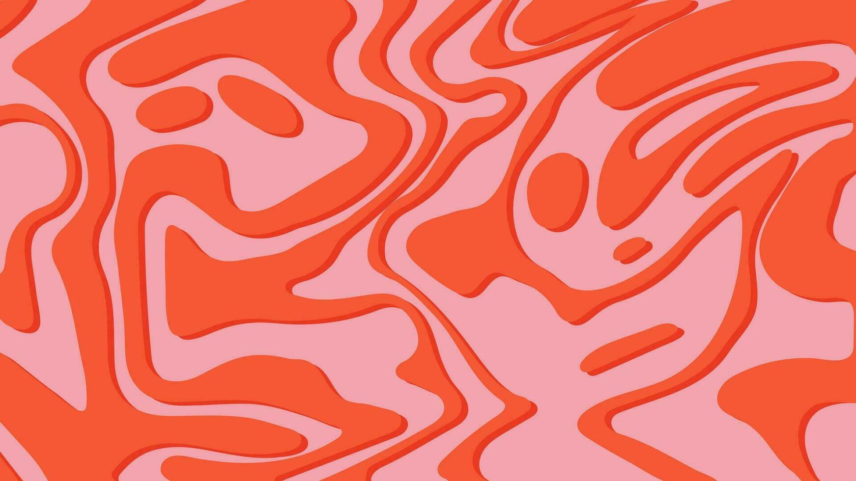 sensationnel hippie Années 70 Contexte dans orange, rouge et rose couleurs. abstrait 3d vagues, tourbillon, tournoiement modèle. vecteur texture dans branché rétro trippant psychédélique style. coloré tordu et déformé rayures
