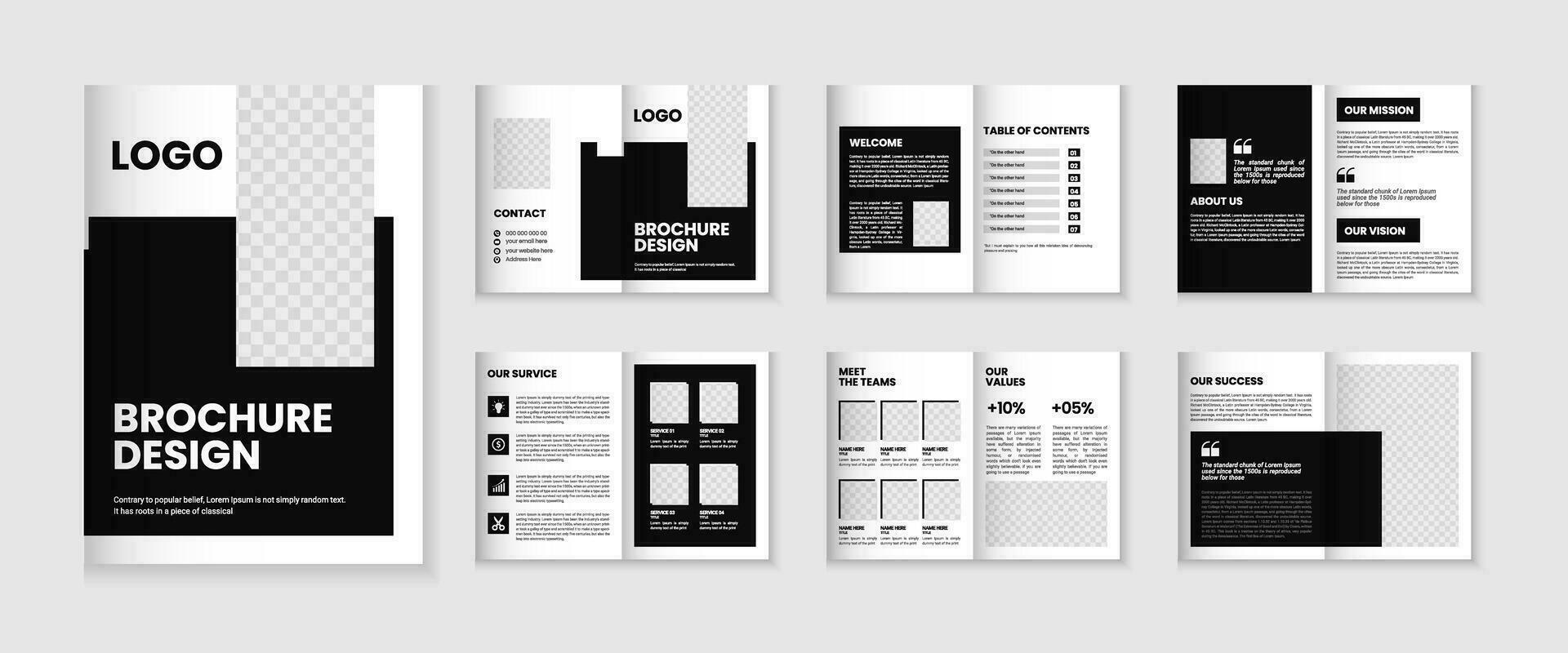 12 page entreprise brochure profil conception, affaires brochure mise en page, a4 Taille plusieurs pages prospectus conception, entreprise profil et annuel rapport modèle conception vecteur