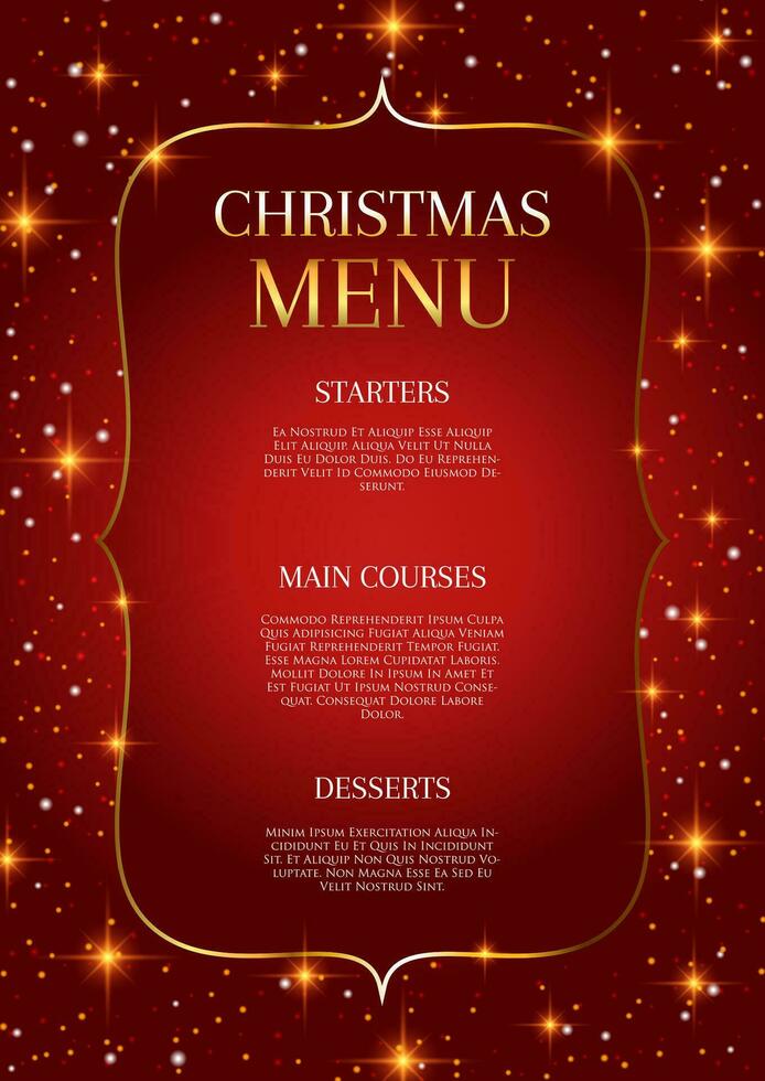 élégant rouge et or Noël menu conception vecteur