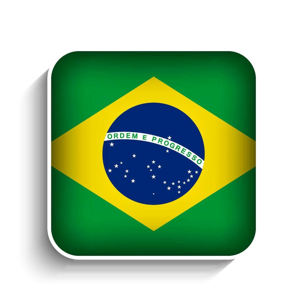 vecteur carré Brésil drapeau icône