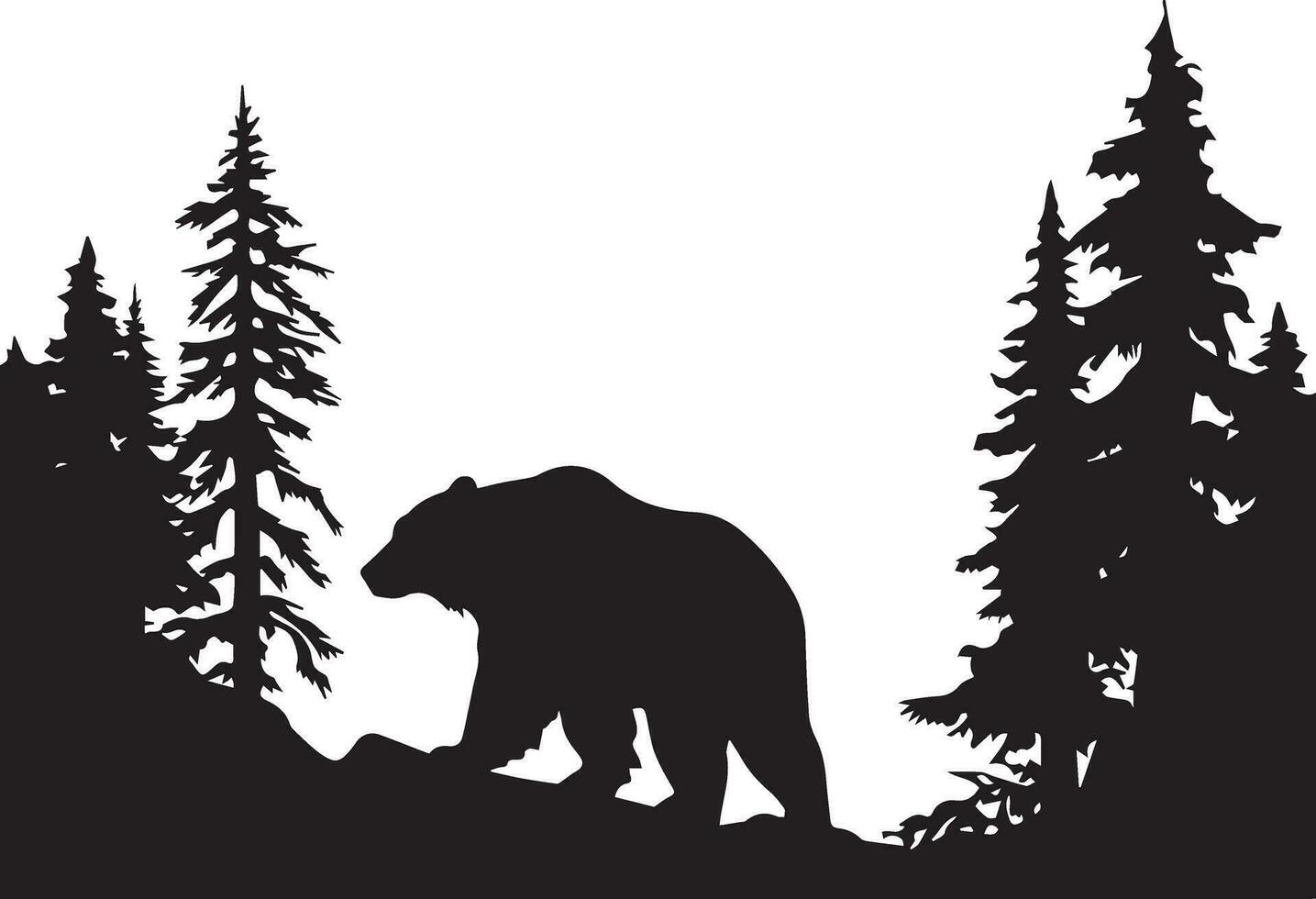 ours sur le forêt vecteur silhouette illustration noir Couleur 6