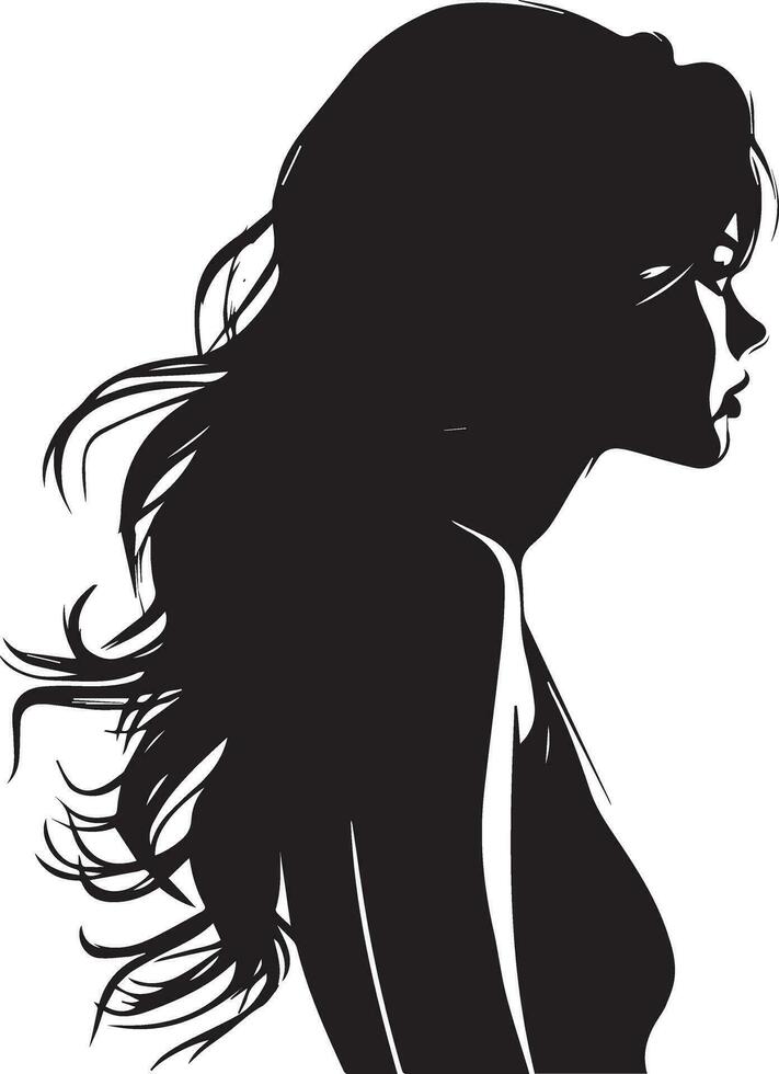 femme cheveux vecteur silhouette noir Couleur sept
