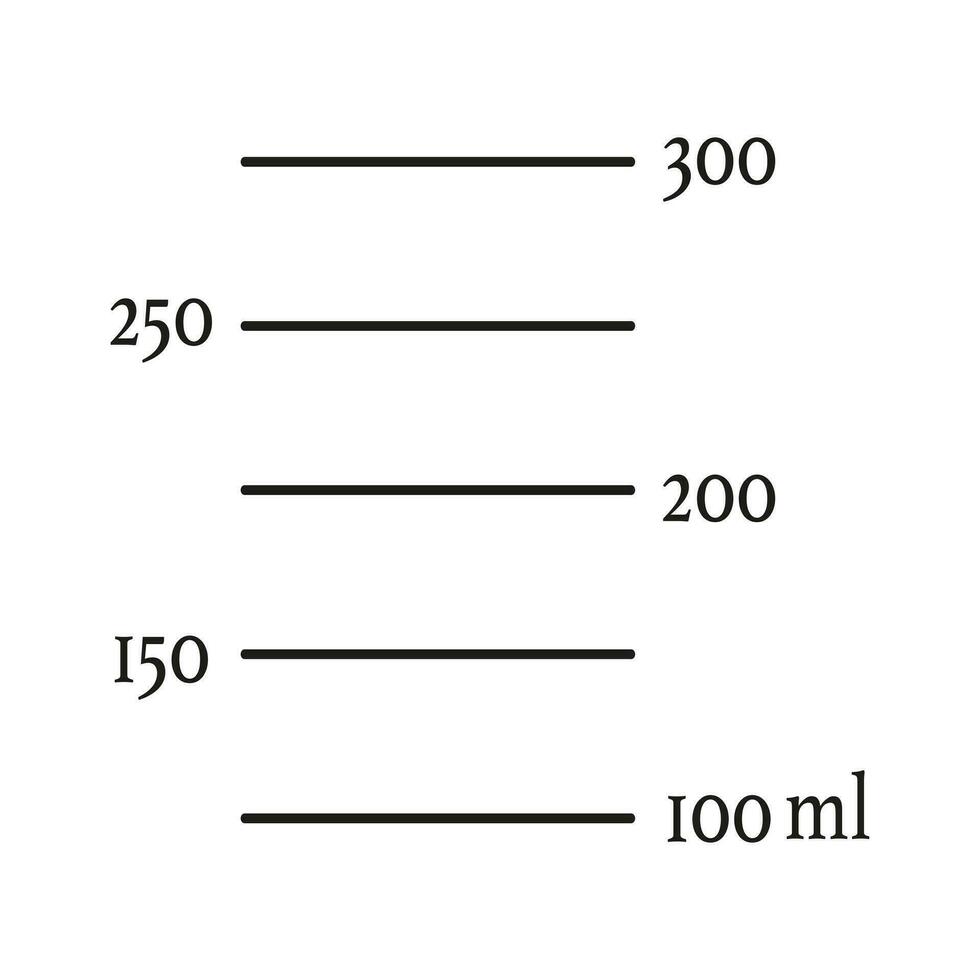 échelle 300 millilitres liquide le volume pour cuisine mesure tasses, chimique expériences gobelet dans le laboratoire. vecteur modèle.