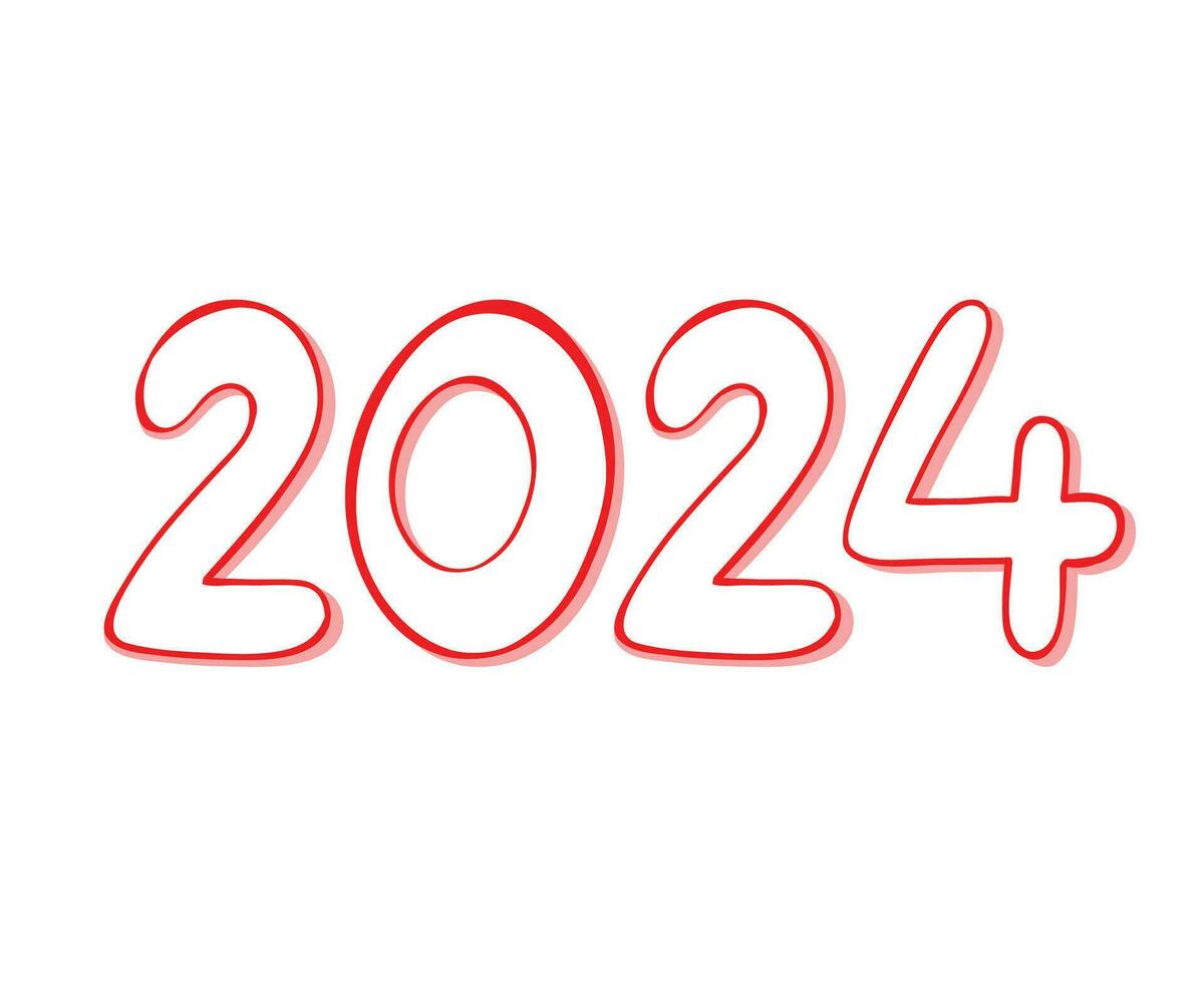 content Nouveau année 2024 abstrait rouge et blanc graphique conception vecteur logo symbole illustration