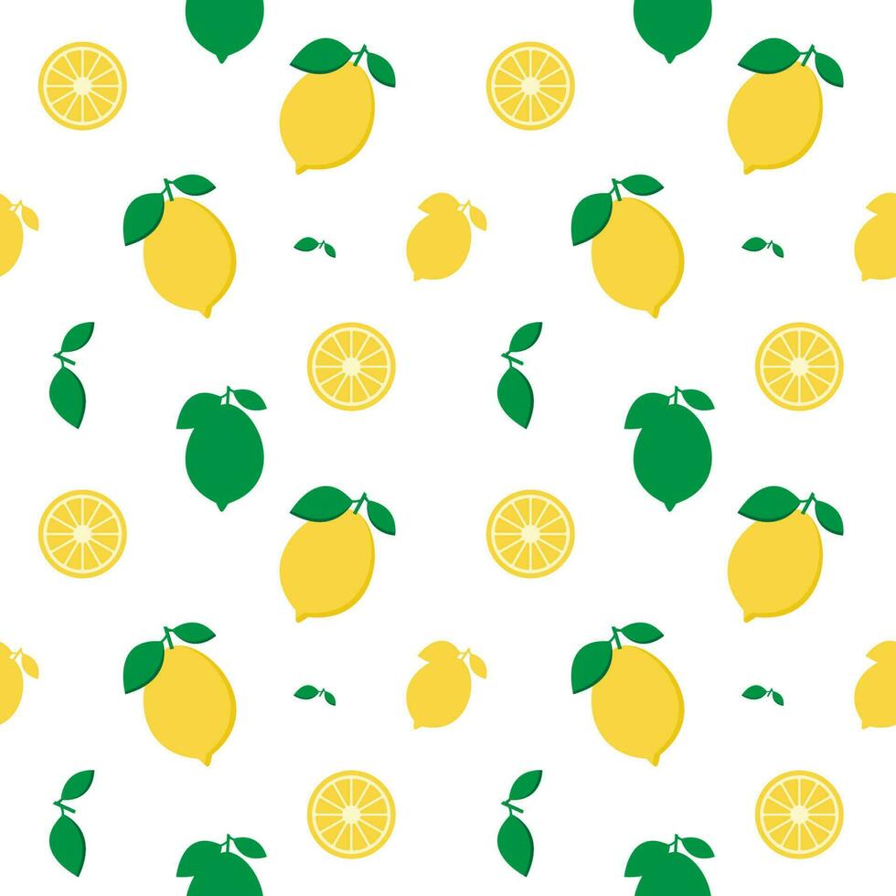 Motif abstrait sans couture de fruits frais citron sur fond blanc vecteur