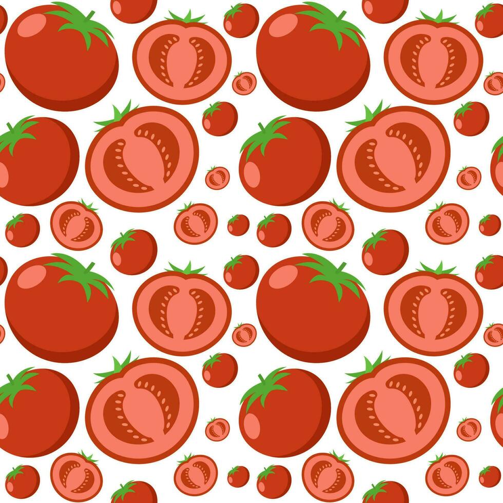 Modèle abstrait sans couture de fruits de tomate sur le vecteur de fond blanc