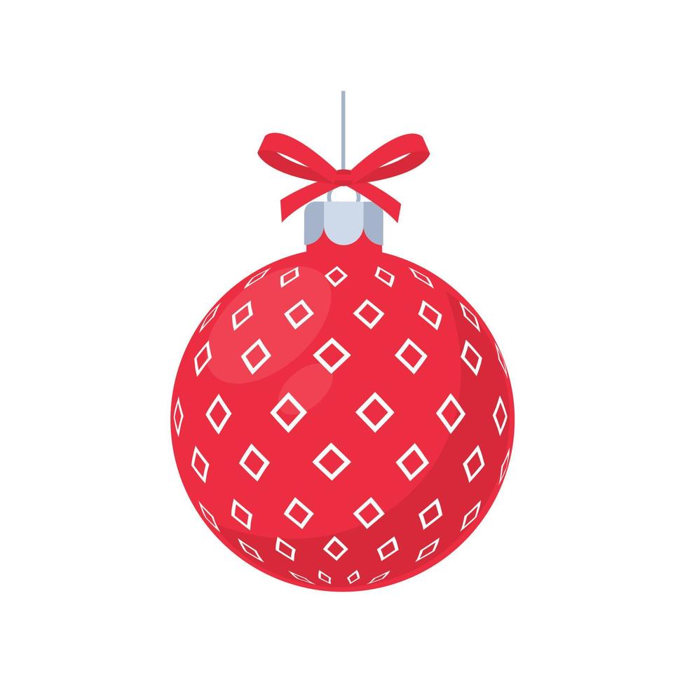 vecteur de boule de noël rouge avec motif blanc pour la célébration de noël