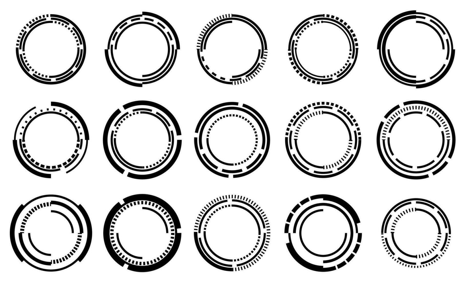 ensemble de sci Fi noir cercle utilisateur interface éléments La technologie futuriste conception moderne Créatif sur blanc Contexte vecteur