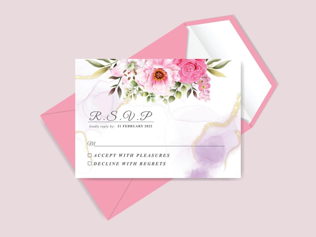 modèle d'invitation de mariage floral élégant vecteur