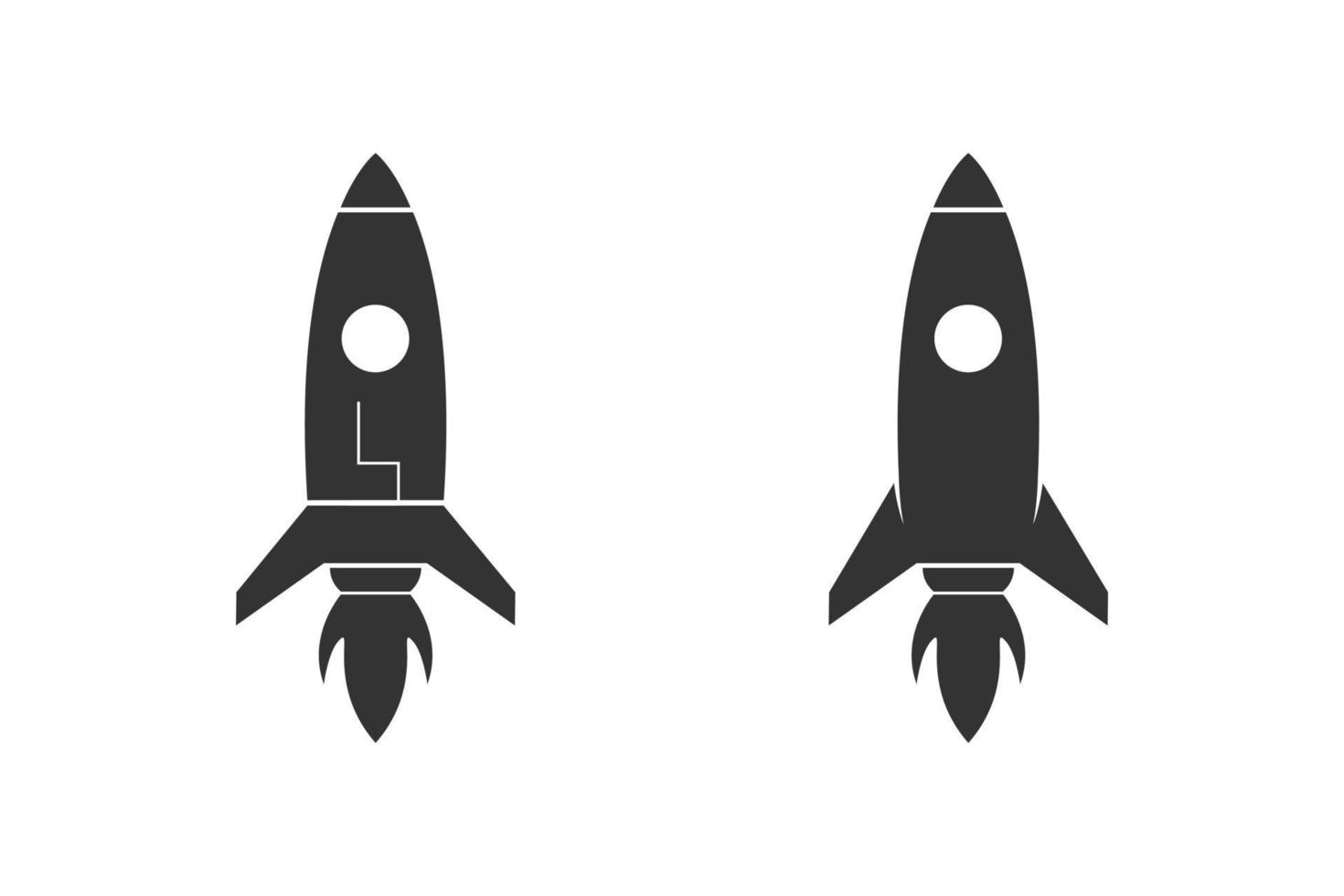 Jeu d'icônes de fusée noire illustration plate sur fond blanc vecteur