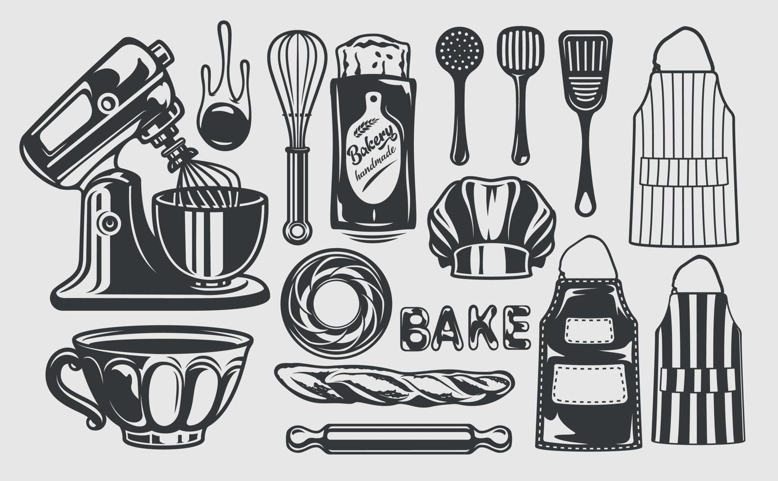 illustrations vectorielles sur le thème de la boulangerie artisanale vecteur