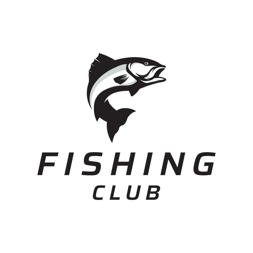 pêche club logo conception avec Créatif pêcheur et sauter poisson. vecteur