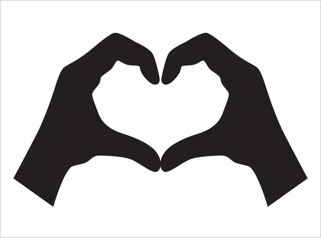silhouette de deux mains formant une cœur forme contre une blanc arrière-plan, symbolisant l'amour et affection. vecteur