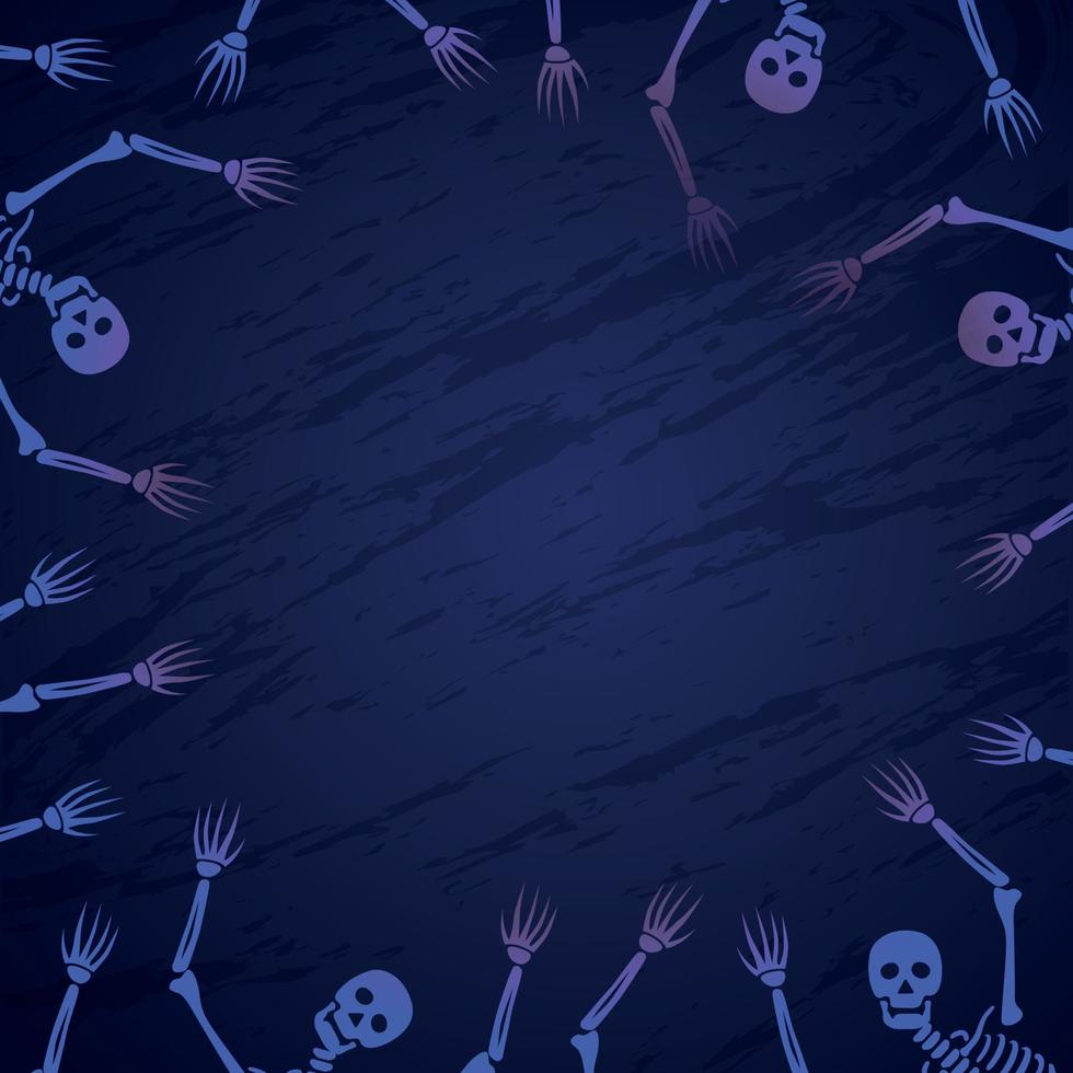 ensemble de squelettes sur un fond sombre halloween - vector