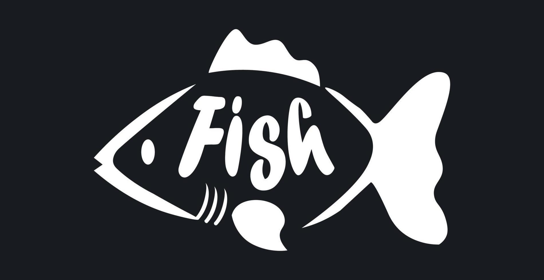 logo de mot de poisson, stylisé comme produits de la pêche - vector