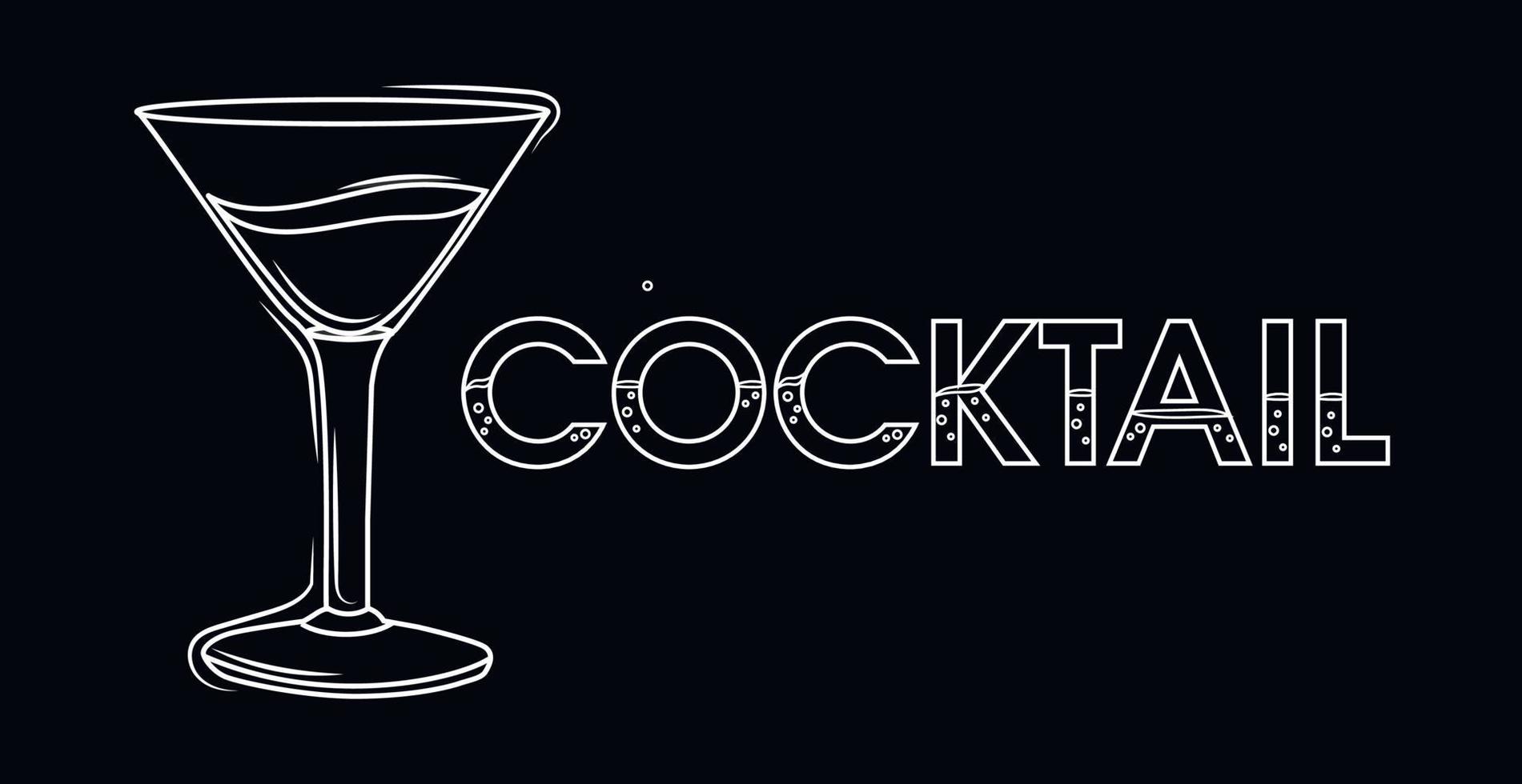 mot de logo cocktail stylisé comme boissons à la mode - vector