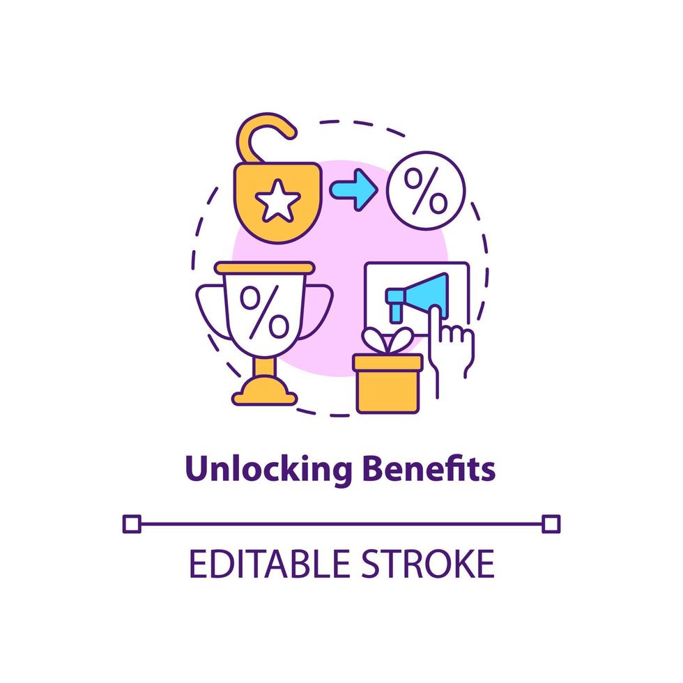 icône de concept de déverrouillage des avantages vecteur