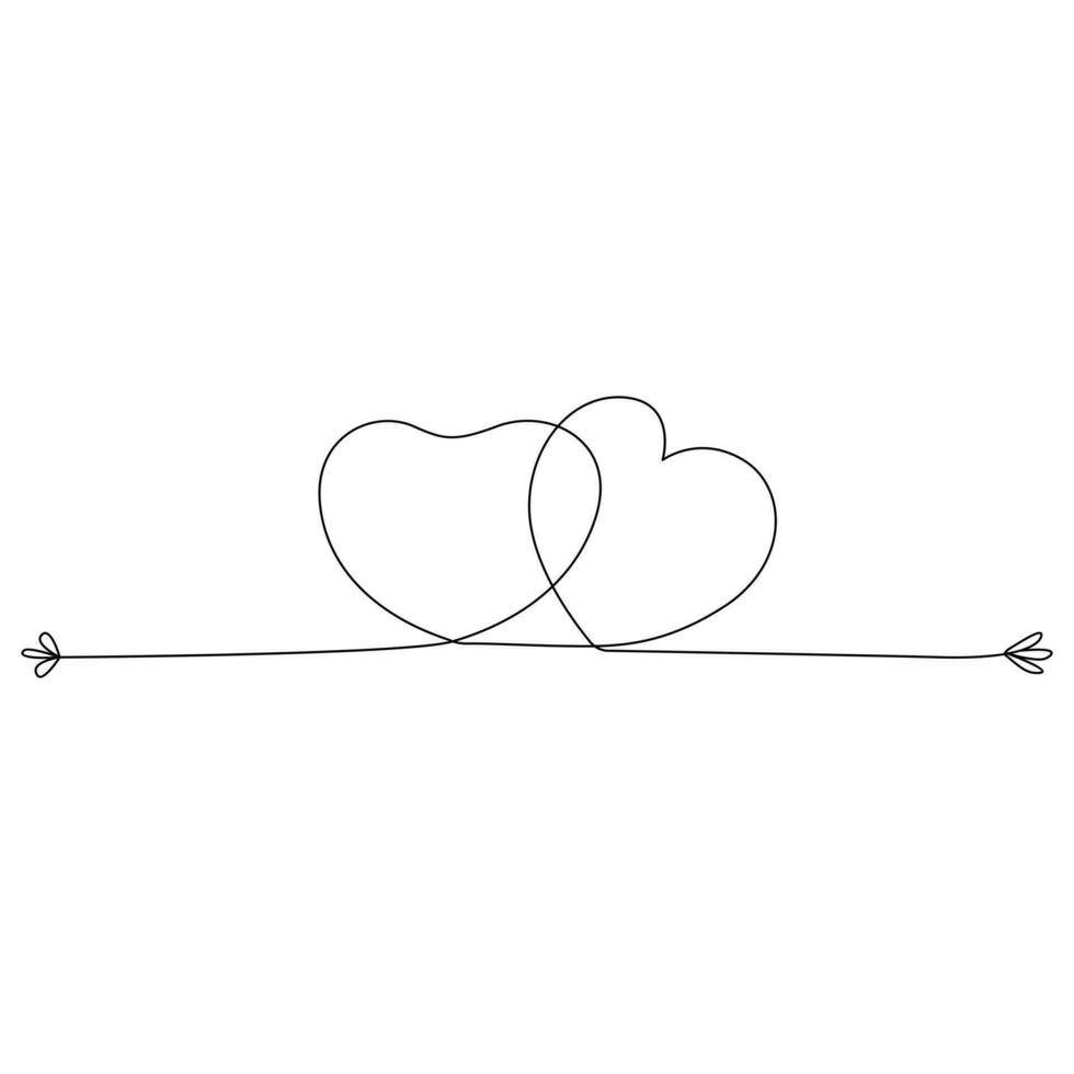 un ligne continu dessin de cœurs formes avec l'amour romantique minimaliste contour vecteur symboles