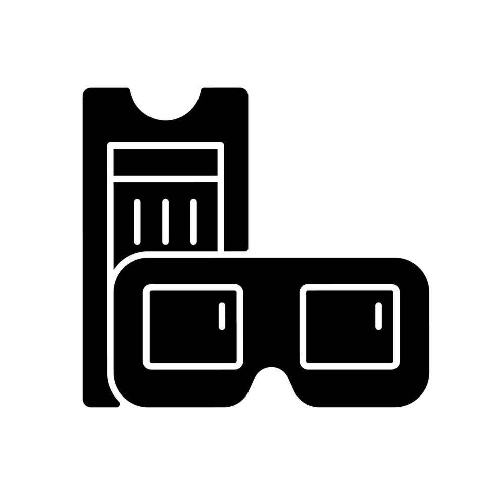 icône de glyphe noir de lunettes de cinéma 3d vintage vecteur