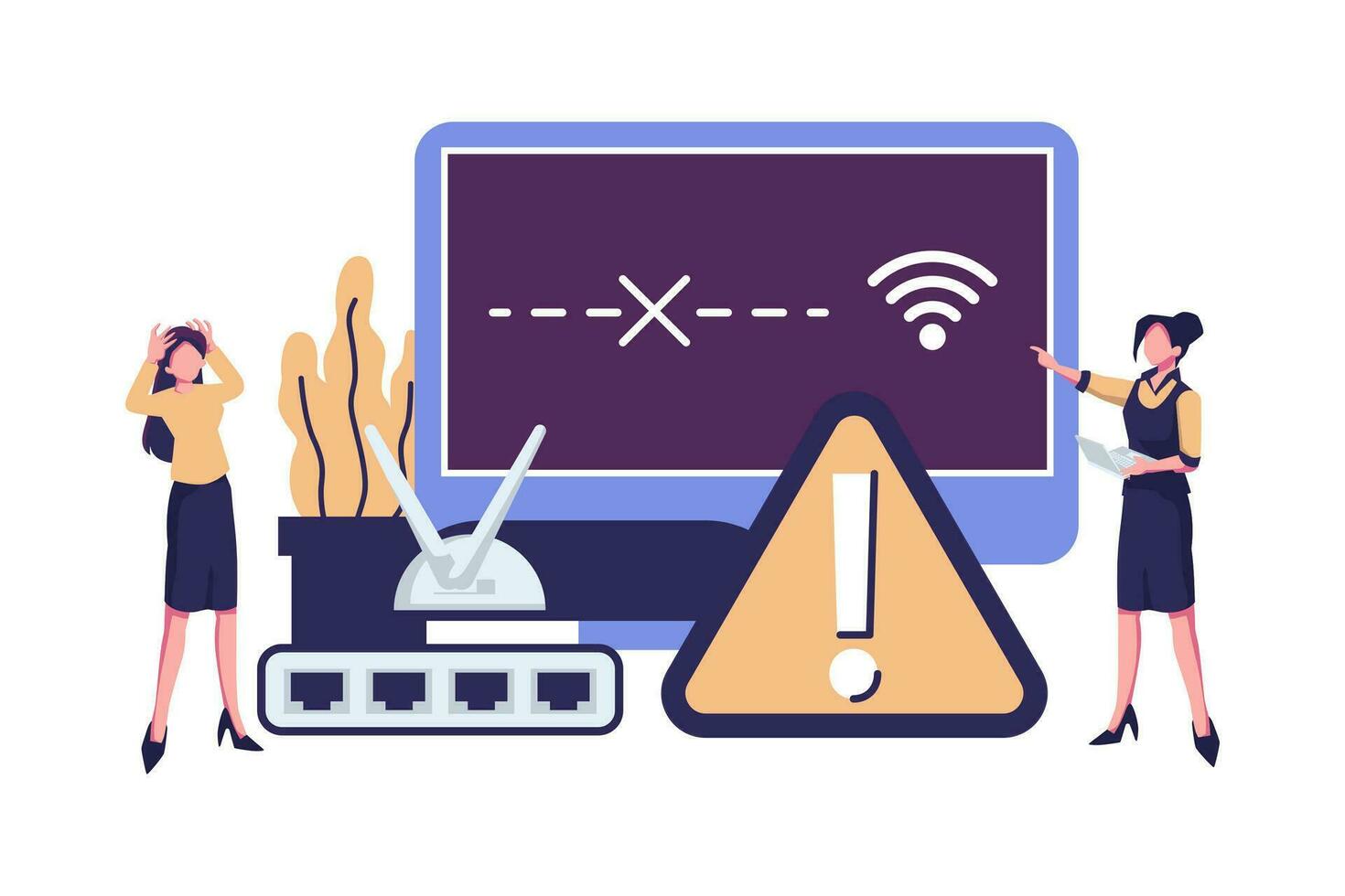 coupure de le l'Internet, indisponible, peu gens avoir en colère, un Erreur eu lieu vecteur