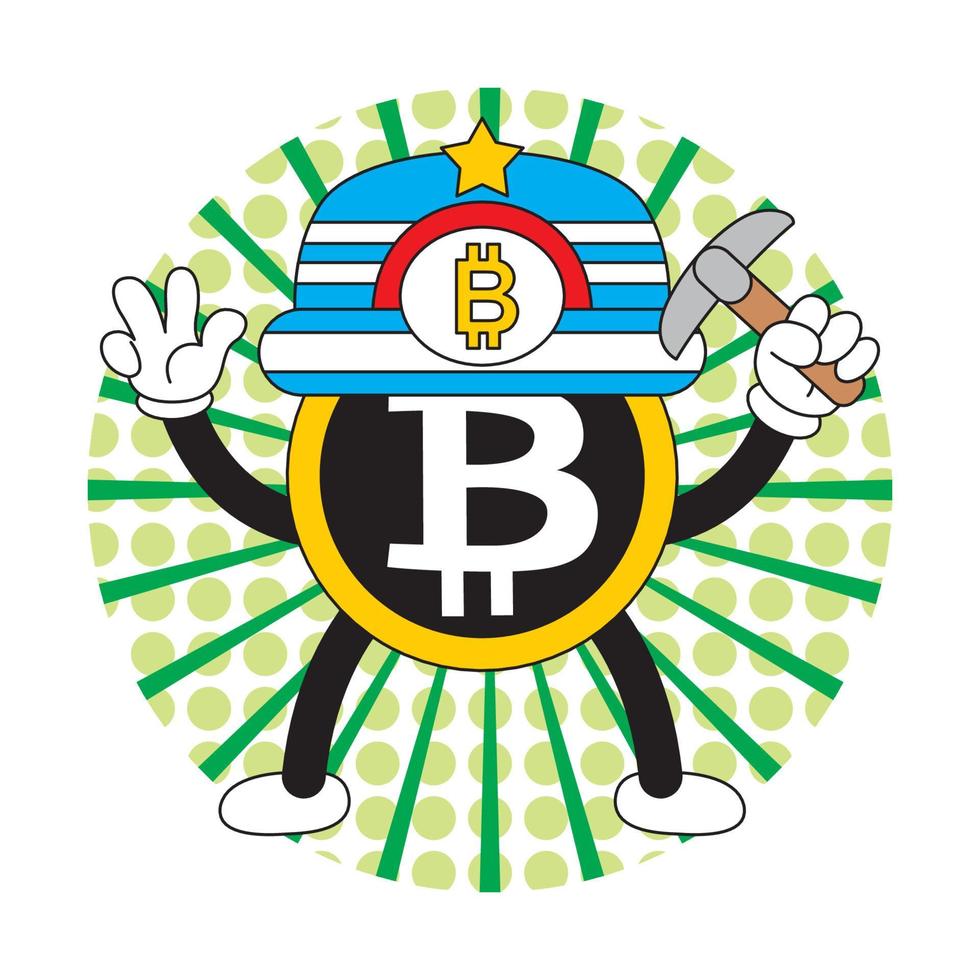 dessin animé bitcoin avec illustration vectorielle d'expression de visage mignon vecteur