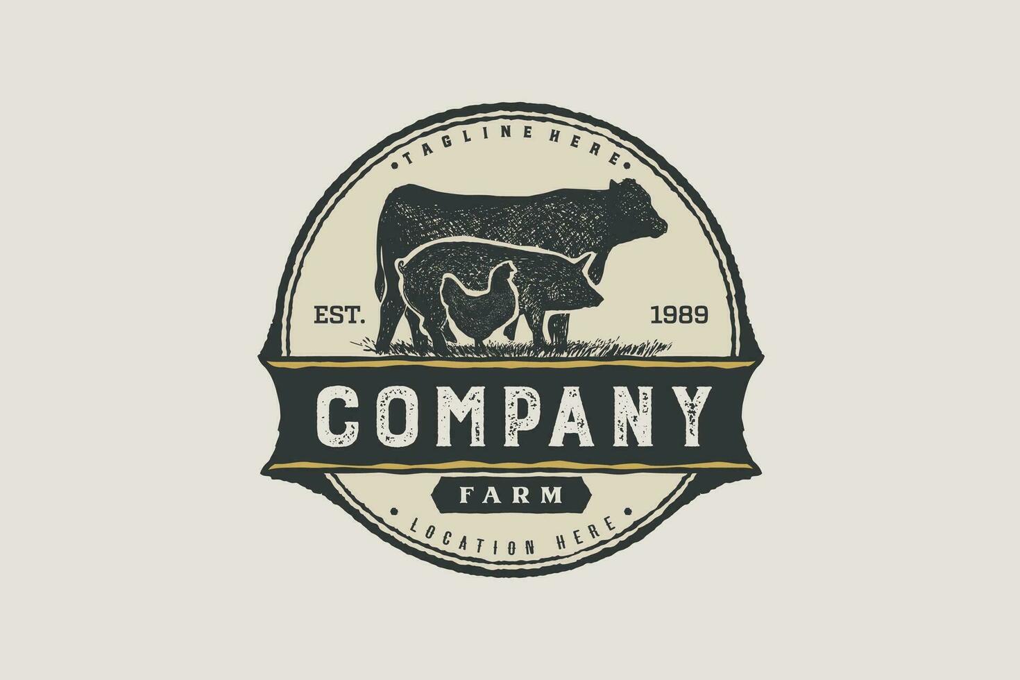 bétail logo vecteur conception. ferme animal logo modèle. angus, porc et poulet texture vecteur illustration concept