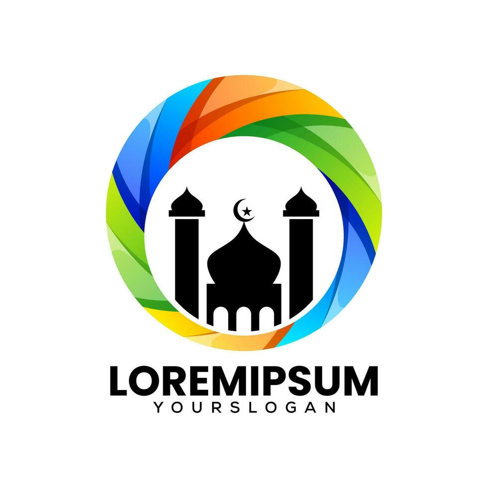 mosquée coloré abstrait icône logo conception vecteur